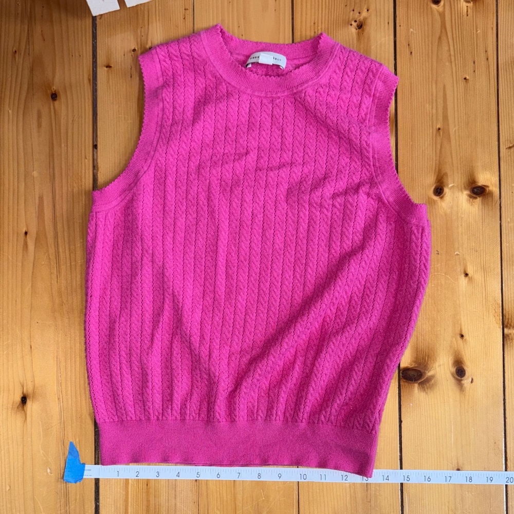 Free Assembly Cable Knit Sleeveless Sweater Vest -  Pink